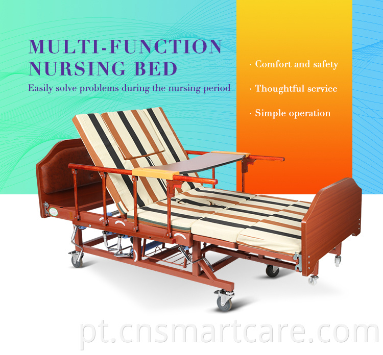 Anti Slip Slip Reclining Hospital Bed com camas